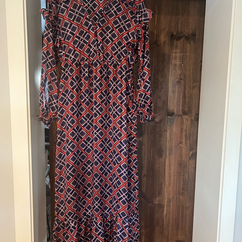 Scotch & Soda Red and Blue Long Sleeve Dress
